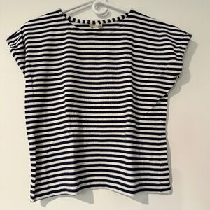 Vintage LL Bean Navy and White Stripe Short Sleeve Shirt